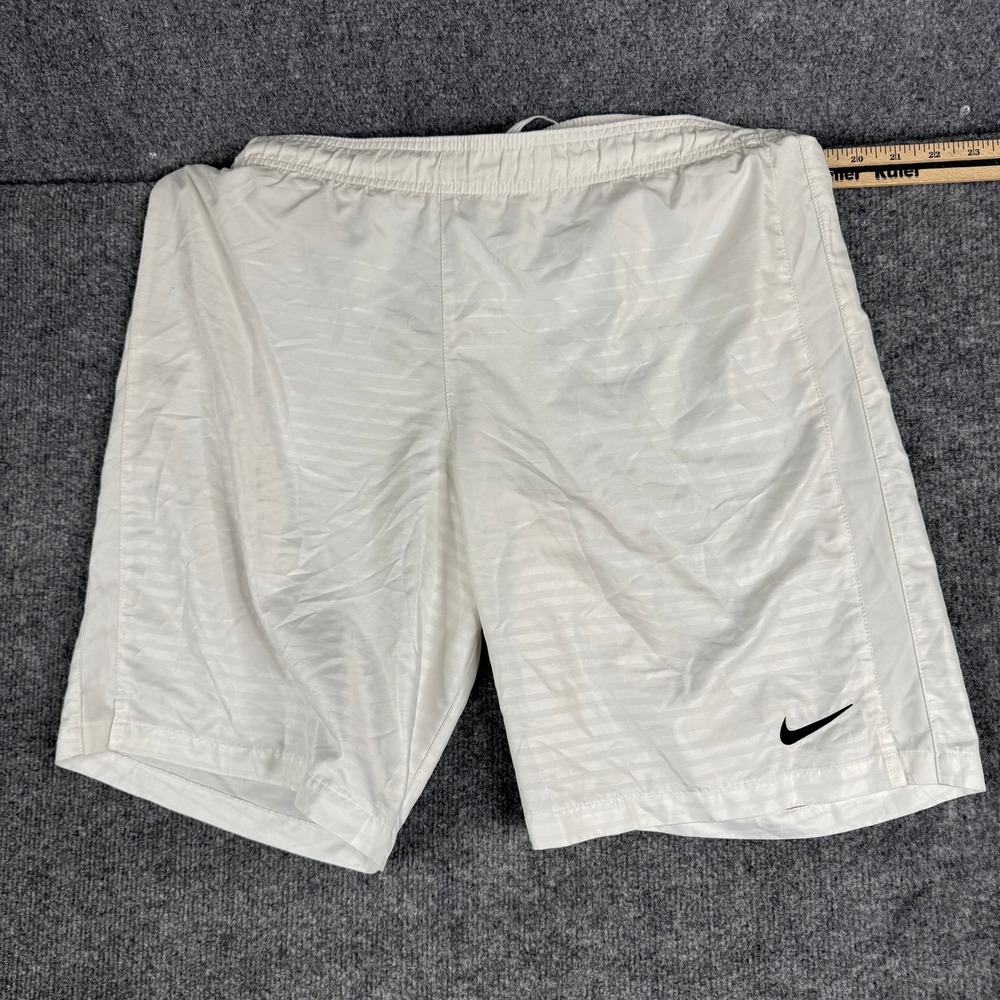 Nike Athletic Shorts Mens Size L White Dri-Fit Striped Lightweight Performance